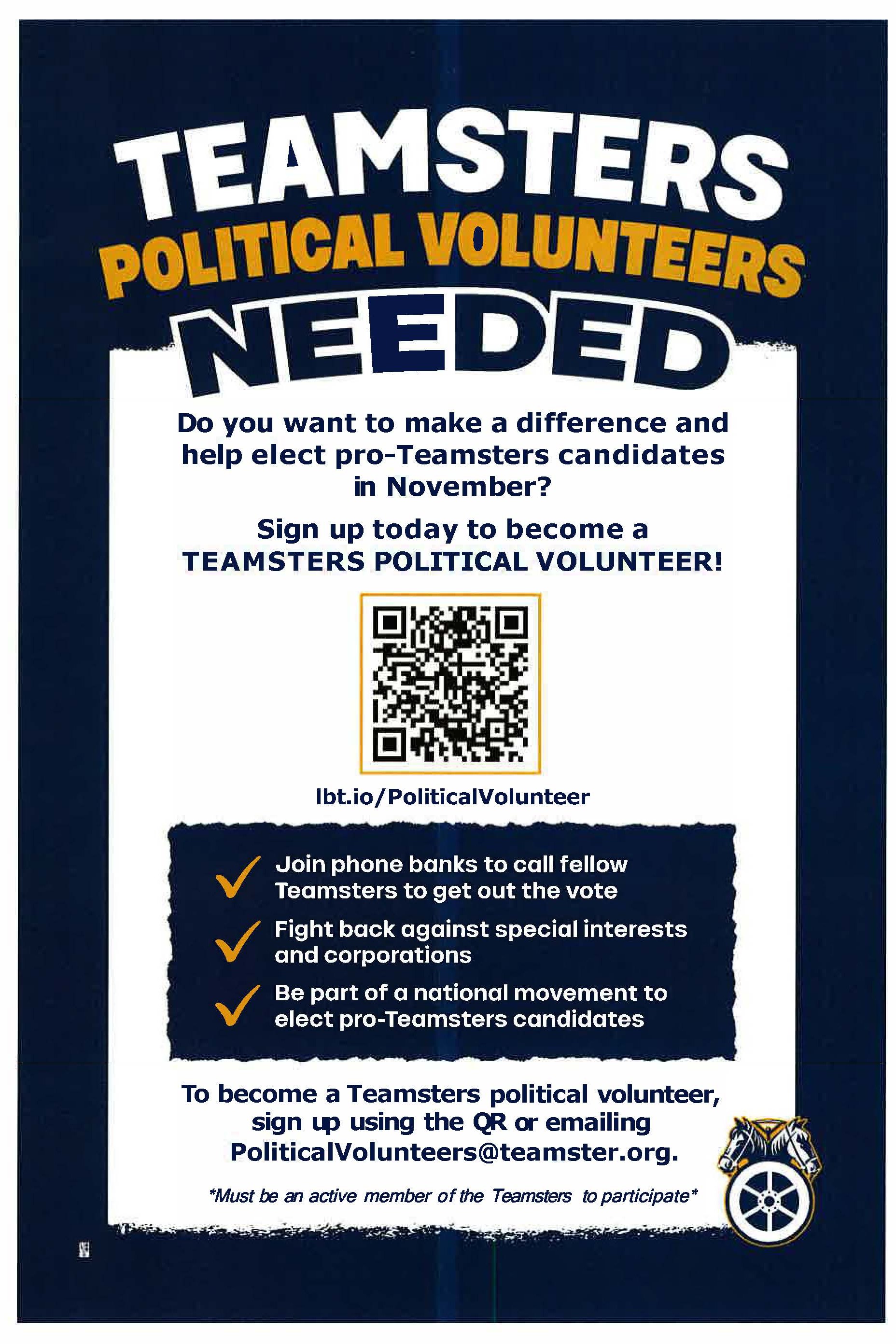 Teamsters Political Volunteer information